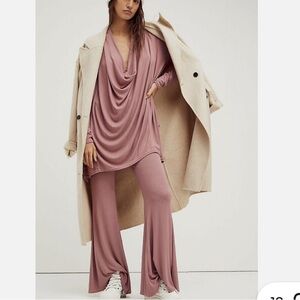 Free People Romy Flare Pant Ribbed Pink 30” Waist